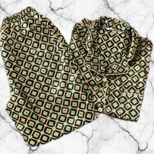 Victoria's Secret Pajama Set - Black and Gold Diamond Pattern Size M